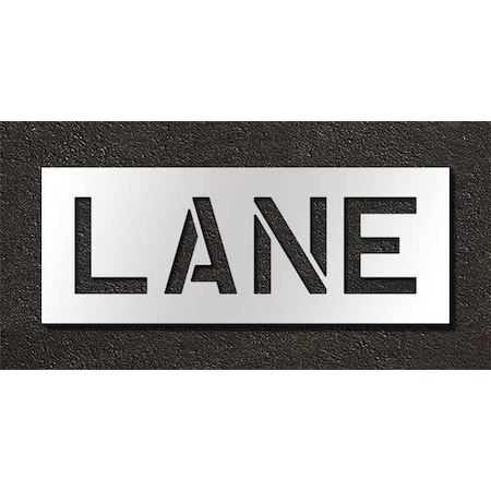 Rae Pavement Stencil, Message, Lane, 10 in Character Height, Highway Gothic Font, Polyethylene, Clear STL-116-71002