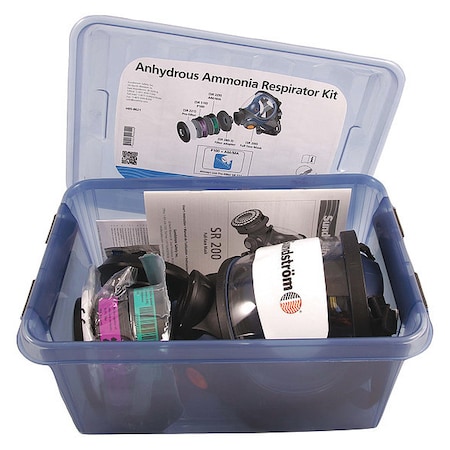 Sundstrom Safety Full Face Respirator Kit, Includes 2 Cartridges, SR200 Sereies, Fixed, Size M H05-8621