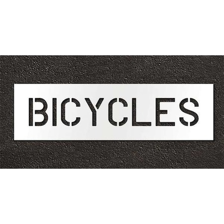 Rae Pavement Stencil, Message, Bicycle, 6 in Character Height, Highway Gothic Font, Polyethylene, Clear STL-116-70618