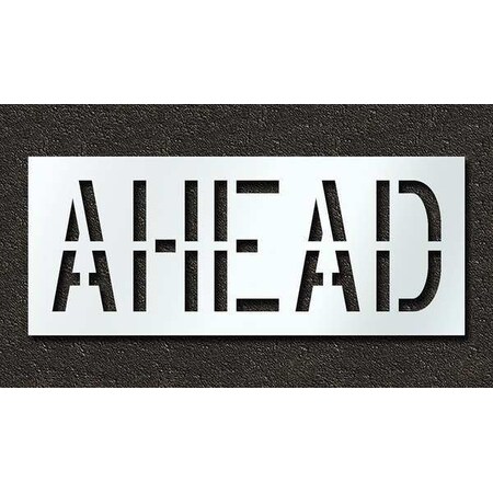 Rae Pavement Stencil, Message, Ahead, 18 in Character Height, Highway Gothic Font, Polyethylene, Clear STL-116-71828