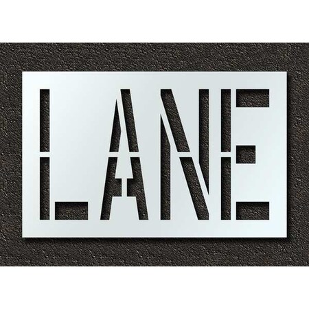 Rae Pavement Stencil, Message, Lane, 24 in Character Height, Highway Gothic Font, Polyethylene, Clear STL-116-72402