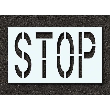 Rae Pavement Stencil, Message, Stop, 24 in Character Height, Highway Gothic Font, Polyethylene, Clear STL-116-72403