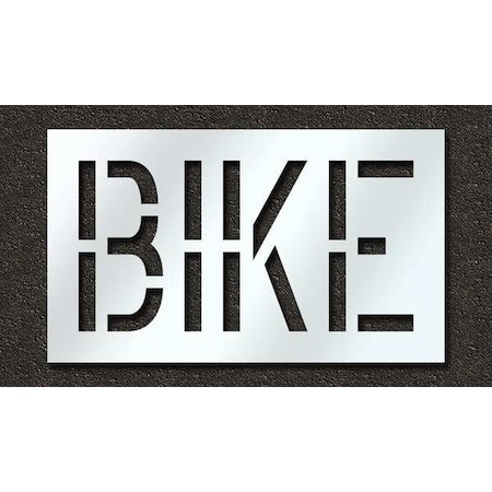 Rae Pavement Stencil, Message, Bike, 18 in Character Height, Highway Gothic Font, Polyethylene, Clear STL-116-71817