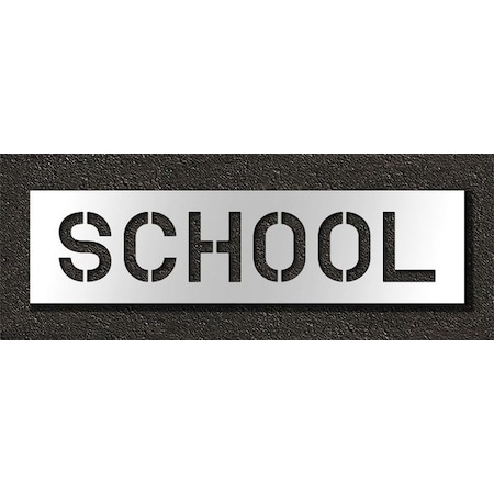 Rae Pavement Stencil, Message, School, 10 in Character Height, Highway Gothic Font, Polyethylene, Clear STL-116-71023