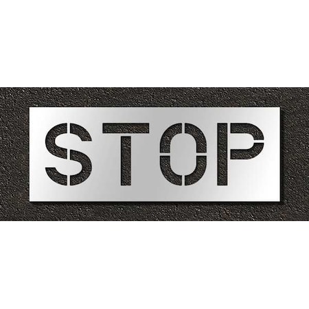 Rae Pavement Stencil, Message, Stop, 12 in Character Height, Highway Gothic Font, Polyethylene, Clear STL-116-71203