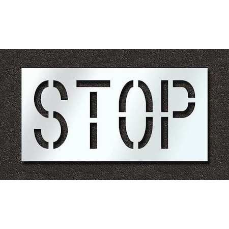 Rae Pavement Stencil, Message, Stop, 18 in Character Height, Highway Gothic Font, Polyethylene, Clear STL-116-71803