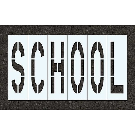 Rae Pavement Stencil, Message, School, 48 in Character Height, Highway Gothic Font, Polyethylene, Clear STL-116-74823