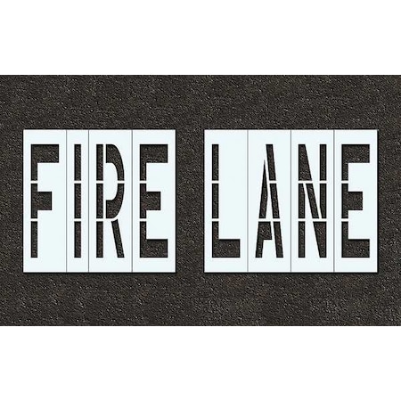 Rae Pavement Stencil, Message, Fire Lane, 48 in Character Height, Highway Gothic Font, Polyethylene STL-116-74831