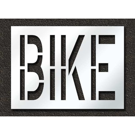 Rae Pavement Stencil, Message, Bike, 24 in Character Height, Highway Gothic Font, Polyethylene, Clear STL-116-72417