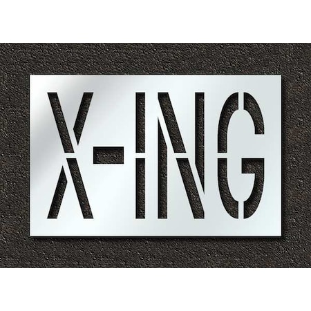 Rae Pavement Stencil, Message, X-ing, 24 in Character Height, Highway Gothic Font, Polyethylene, Clear STL-116-72427