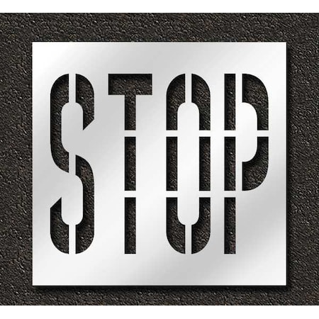 Rae Pavement Stencil, Message, Stop, 36 in Character Height, Highway Gothic Font, Polyethylene, Clear STL-116-73603