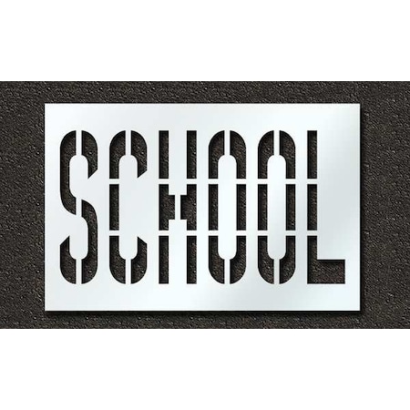 Rae Pavement Stencil, Message, School, 36 in Character Height, Highway Gothic Font, Polyethylene, Clear STL-116-73623