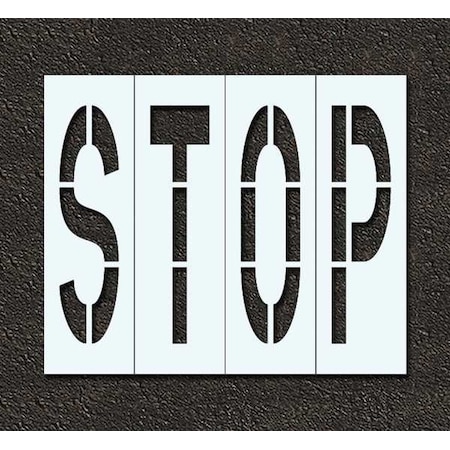 Rae Pavement Stencil, Message, Stop, 48 in Character Height, Highway Gothic Font, Polyethylene, Clear STL-116-74803