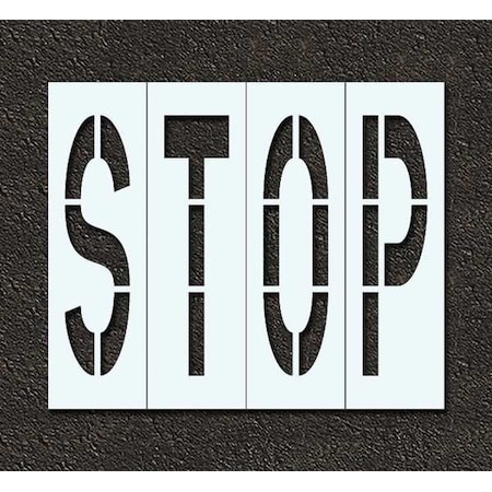 Rae Pavement Stencil, Message, Stop, 96 in Character Height, Highway Gothic Font, Polyethylene, Clear STL-116-79603