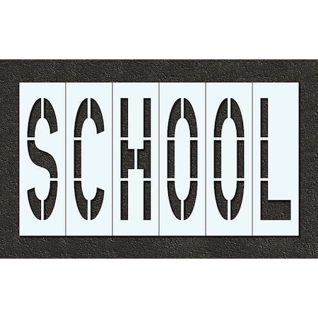 Rae Pavement Stencil, Message, School, 96 in Character Height, Highway Gothic Font, Polyethylene, Clear STL-116-79623