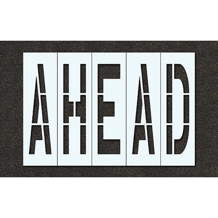 Rae Pavement Stencil, Message, Ahead, 96 in Character Height, Highway Gothic Font, Polyethylene, Clear STL-116-79628