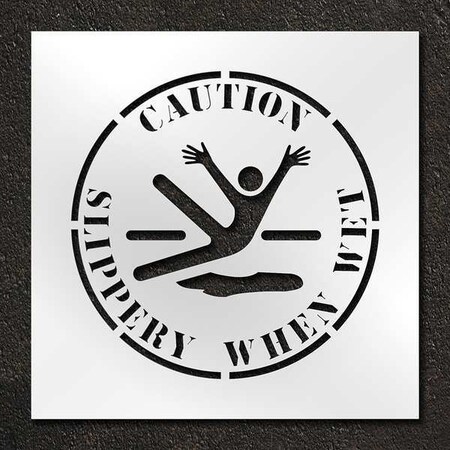 Rae Stencil, Symbol, Caution Slippery When Wet, 24 in Character Height, Polyethylene, Clear, 1 Pieces STL-116-12403
