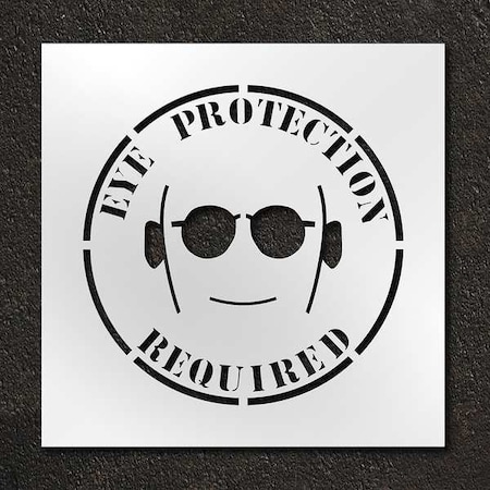 Rae Stencil, Symbol, Eye Protection, 24 in Character Height, Polyethylene, Clear, 1 Pieces STL-116-12409