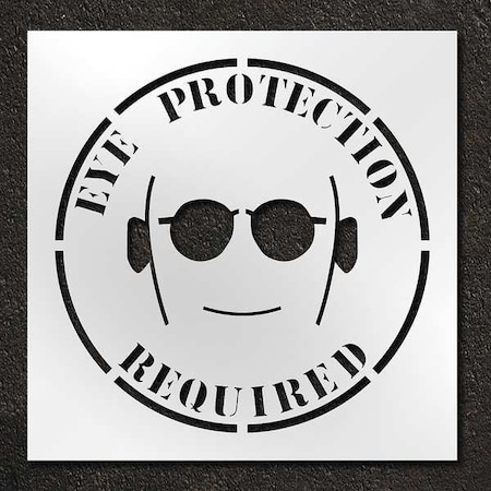 Rae Stencil, Symbol, Eye Protection Required, 42 in Character Height, Polyethylene, Clear, 1 Pieces STL-116-14809