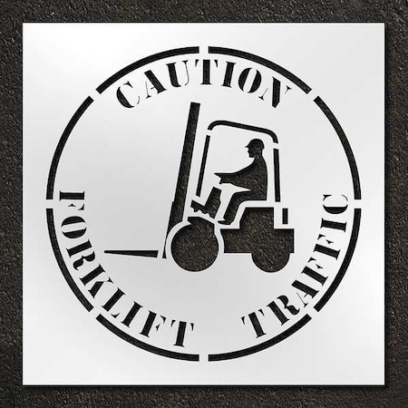 Rae Stencil, Symbol, Caution Forklift Traffic, 42 in Character Height, Polyethylene, Clear, 1 Pieces STL-116-14815