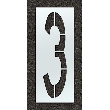 Rae Airport Pavement Stencil, Number, 3, 144 in Character Height, Highway Gothic Font, Clear, 1 Pieces STL-108-F1443