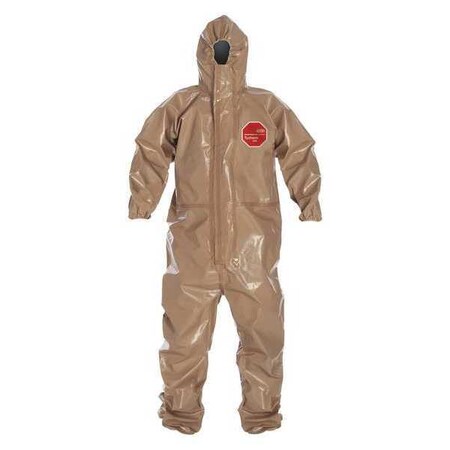 DUPONT Hooded Chemical Resistant Coveralls, 6 PK, Tan, Non-Woven Polypropylene, Zipper C3198TTNXL000600