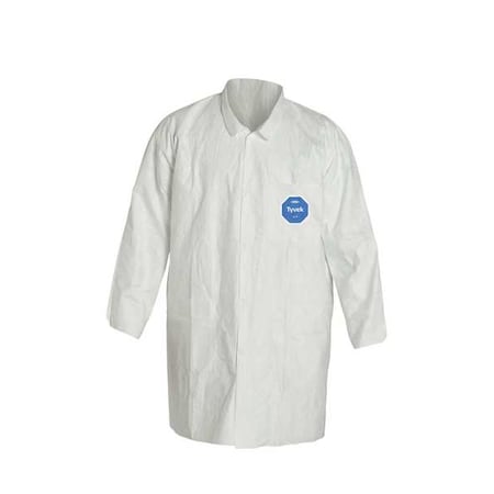 DUPONT Disp. Lab Coat, XL, Tyvek 400, White, PK8 TY212SWHXL0008G1