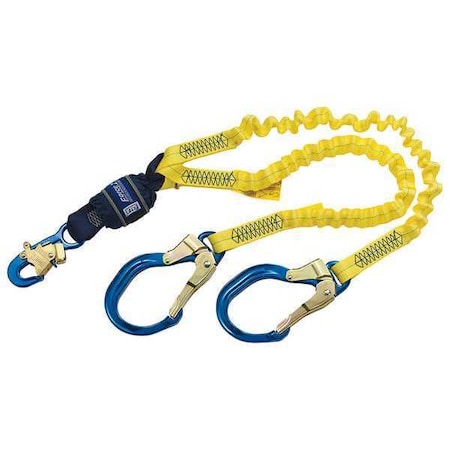 3M Dbi-Sala Force(TM)2 Shock Absorbing Lanyard, 6 ft. Length, Snap Hook, Aluminum, 2 Leg(s) 1246145