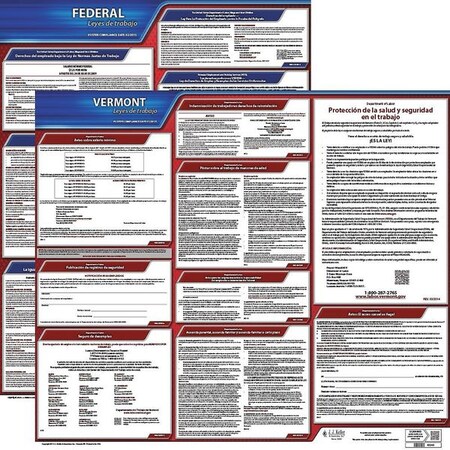 Jj Keller Labor Law Poster, Fed/STA, VT, SP, 20inH, 3yr 200-VT-3
