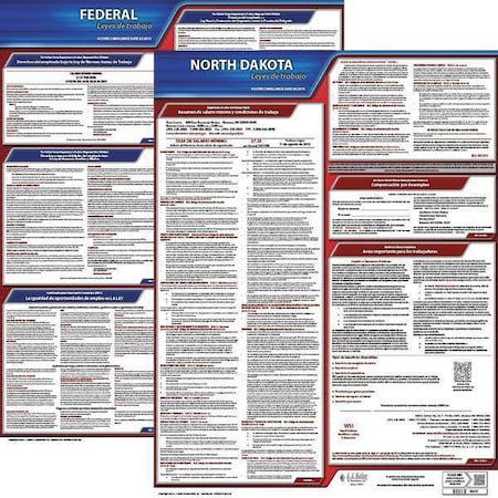 Jj Keller Labor Law Poster, Fed/STA, ND, SP, 20inH, 3yr 200-ND-3