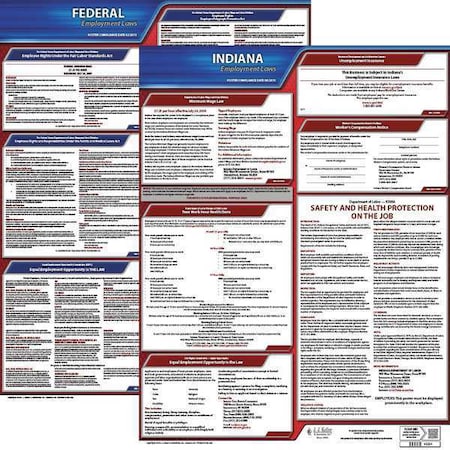 Jj Keller LaborLaw Poster, Fed/STA, IN, ENG, 20inH, 1yr 100-IN-1