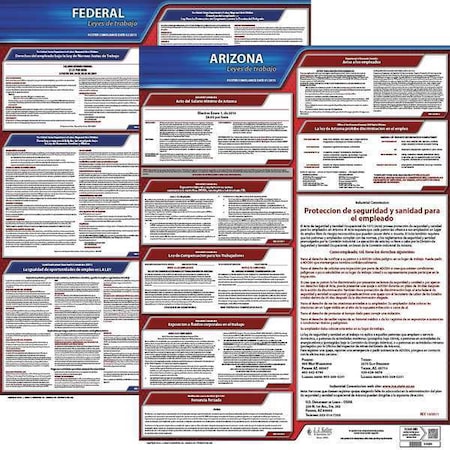 Jj Keller Labor Law Poster, Fed/STA, AZ, SP, 20inH, 3yr 200-AZ-3