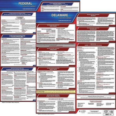 Jj Keller Labor Law Poster, Fed/STA, DE, SP, 20inH, 1yr 200-DE-1