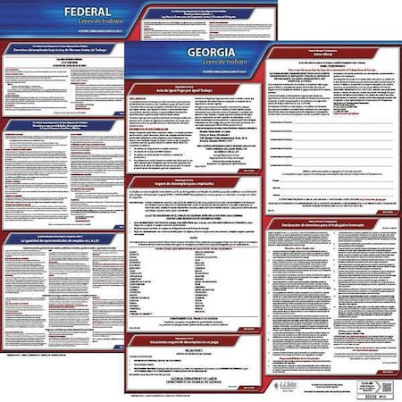 Jj Keller Labor Law Poster, Fed/STA, GA, SP, 20inH, 1yr 200-GA-1