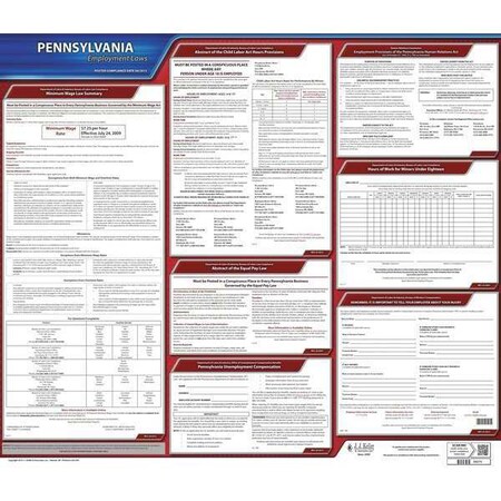 Jj Keller Labor Law Poster, English, PA, Plastic 100-PA