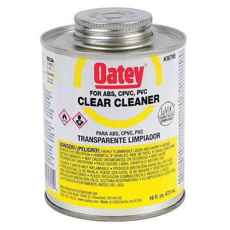 Oatey Pipe Cleaner, Low VOC, 16 oz., Clear 30795