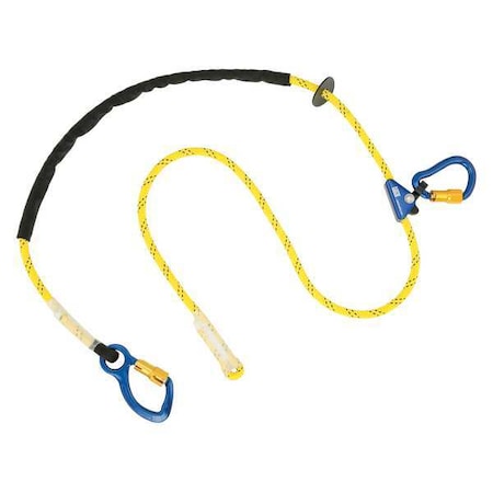3M Dbi-Sala Positioning Lanyard, 8 ft. Length, Carabiner, Aluminum, 0 Leg(s), 310 lb. Weight Capacity 1234080