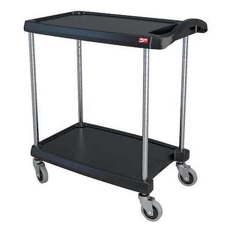 Metro Utility Cart with Lipped Plastic Shelves, Polymer (Shelf), 300 lb Load Capacity, 2 Shelves MY1627-24BL