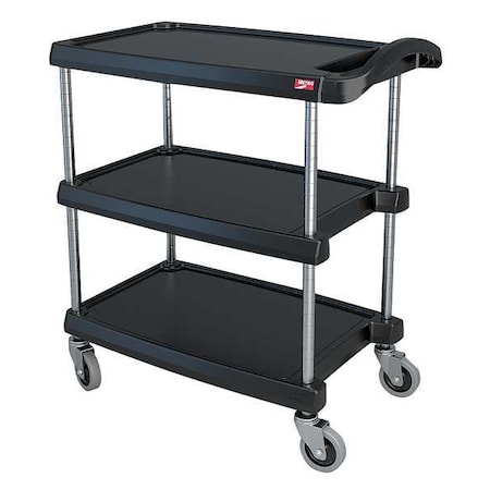 Metro Utility Cart with Lipped Plastic Shelves, Polymer (Shelf), 400 lb Load Capacity, 3 Shelves MY1627-34BL