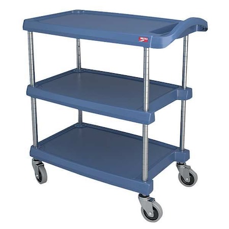 Metro Utility Cart with Antimicrobial Lipped Plastic Shelves, Polymer (Shelf), 400 lb Load Capacity MY1627-34BU
