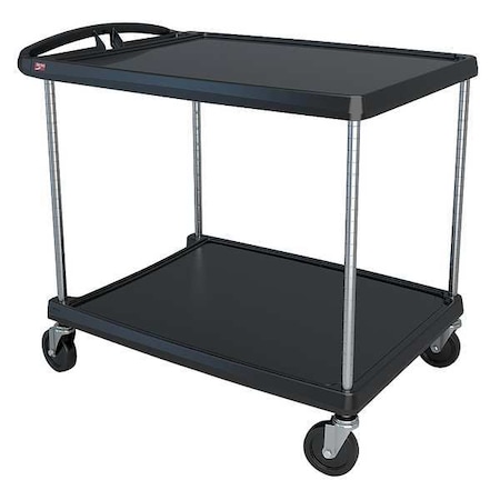 Metro Utility Cart with Lipped Plastic Shelves, Polymer (Shelf), 400 lb Load Capacity, 2 Shelves, 28 in W MY2636-25BL