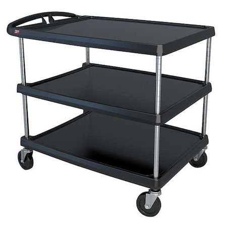Metro Utility Cart with Lipped Plastic Shelves, Polymer (Shelf), 500 lb Load Capacity, 3 Shelves, 28 in W MY2636-35BL