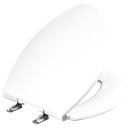 Bemis Toilet Seat With Cover, Plastic, Elongated or Round, White 1000CPT