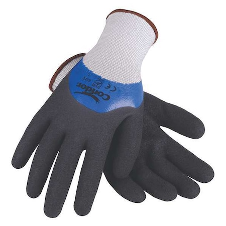 CONDOR Nitrile Coated Gloves, 3/4 Dip Coverage, Black/Blue, 2XL, PR 29JW01