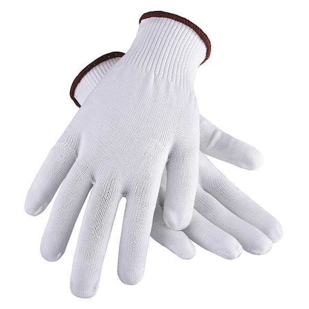 Condor Knit Gloves, Polyester, None Uncoated, Knit, White, L, 1 PR 6AL50