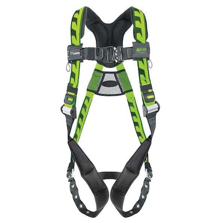 Miller AirCore(TM) Full Body Harness, L/XL, 400 lb., Quick-Connect Chest/ Tongue Leg Straps, Back D-Ring ACA-TB/UGN