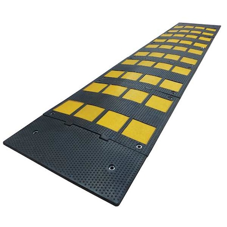 Zoro Select Speed Bump, Rubber, 1 1/8 in Height, 9 ft Length, Black/Yellow 29NH25