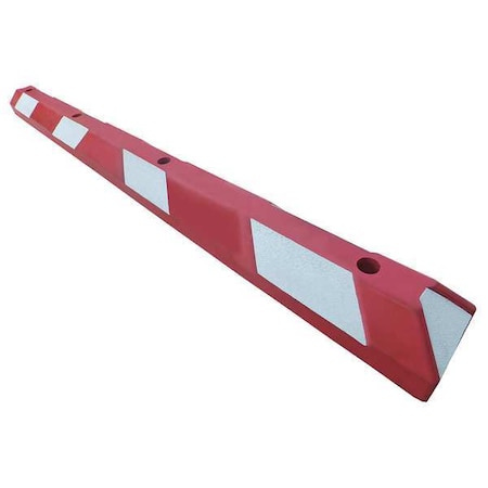 Zoro Select Parking Curb, Rubber, 4 in Height, 6 ft Length, Red/White 29NH33