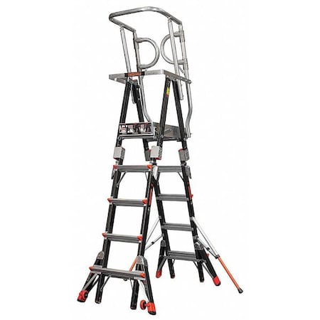Little Giant Ladders Safety Cage Adjustable Ladder, 4 ft. 10", 375 lb. 18508-146
