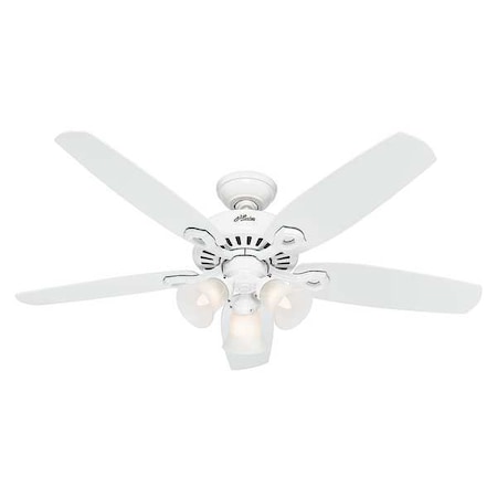 Hunter Decorative Ceiling Fan, 52 in Blade Dia, 5 Blades, 3 Speeds, 120V AC, Snow White 53236
